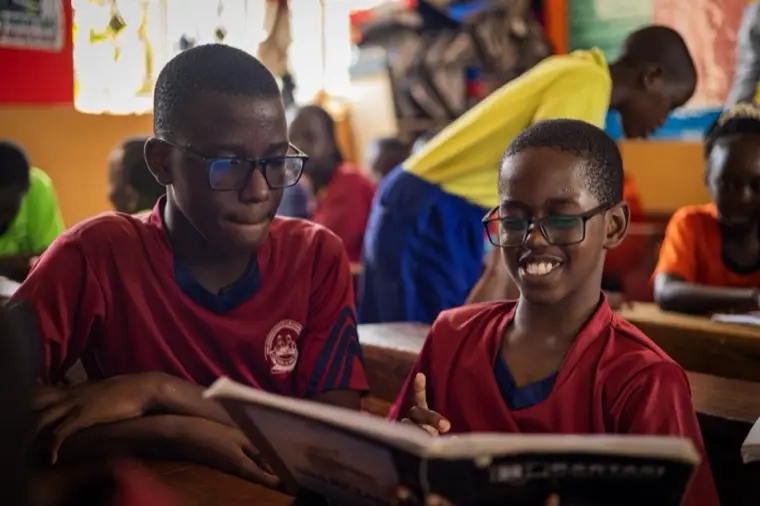 Learners laughing in class